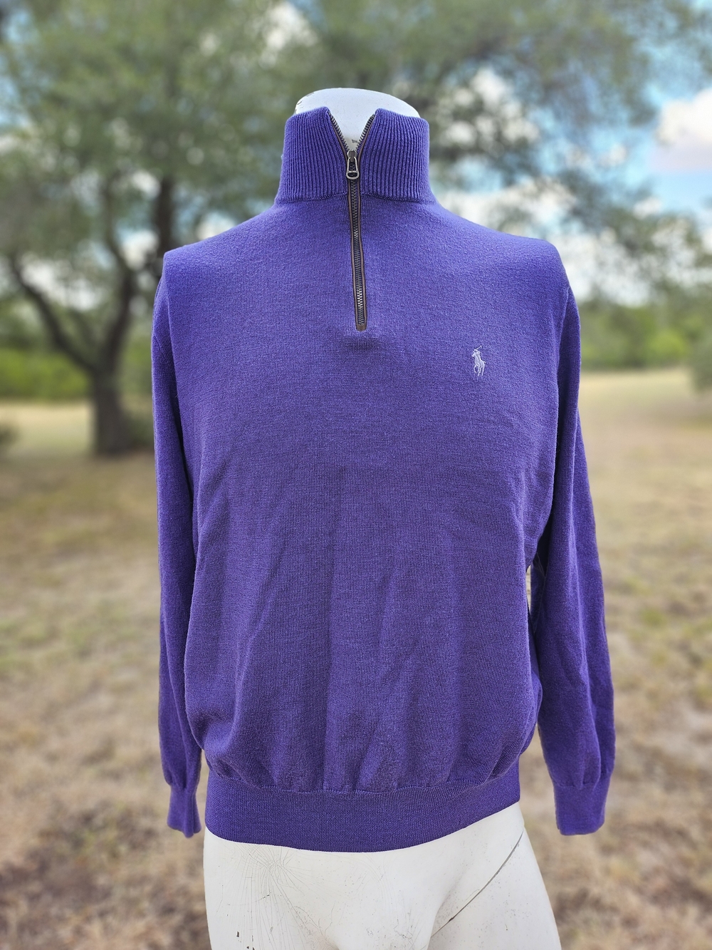 Polo Golf by Ralph Lauren Men’s Purple Zip Mock Neck 100% Merino Wool Sweater L